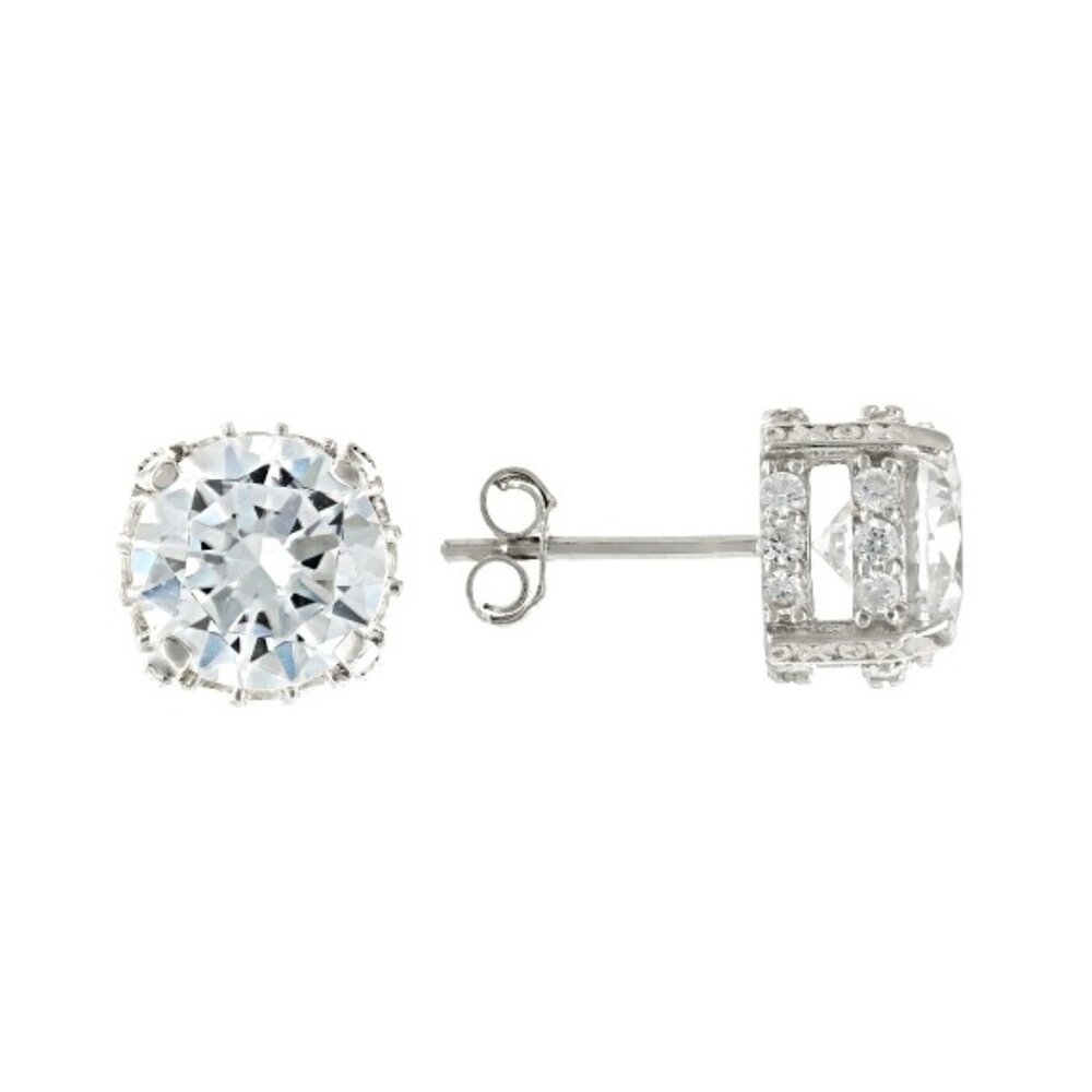 NIB - JTV White Cubic Zirconia Rhodium Over Sterling Silver Earrings 8.17ctw